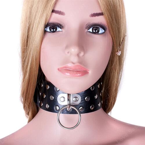 PU Leather Black Neck Collar Sex Adult Game Fetish Restraint Sex Toys Bondage Restraints Slave Sex Products for Couples Women