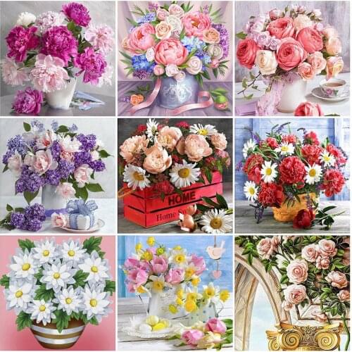 Kamy YI 5D Diamond Painting Peony Rhinestone Kit Diamond Embroidery Flower Full Square Drill Cross Stitch Needlework Home Decor
