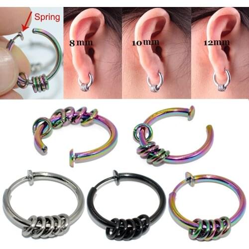 1PC Surgical Steel Fake Spring Hoops 5 Rings Earrings Nose Ring Lip Ring Ear Cartilage Helix Ear Fahion Body Piercing Jewelry