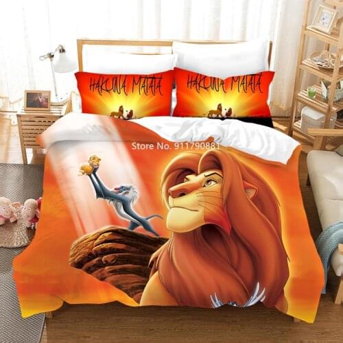 Disney Movie Lion King Pattern Bedding Set Cartoon Duvet Cover Pillowcase Boy Bedroom Decoration Home Textile Colorful Print