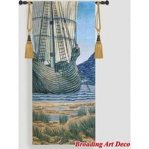 The Ship Medieval Tapestry Wall Hanging William Morris Holy Grail Tapestries Jacquard Weave Gobelin Home Art Decoration 157x69cm