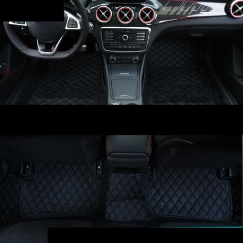 Lsrtw2017 leather car floor mats for mercedes benz A CLASS A180 A200 A45 AMG 2013 2014 2015 2016 2017 2018 W176 rug carpet auto
