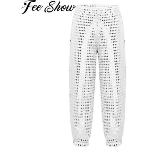 FEESHOW Kids Girls Pants Leggings Sequins Fashion Skinny Pants Leggings for Fitness Performances Costumes Dance Competitions