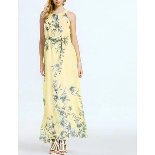 Summer dress Plus Size Women Summer Bohemia Floral Print Sleeveless Beach Long Maxi Dress robe femme Womens Clothing 2021