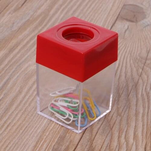 1Pc Magnetic Clip Dispenser Paper Holder Square Box Case Fashion Clips Dispenser Office And School Supplies