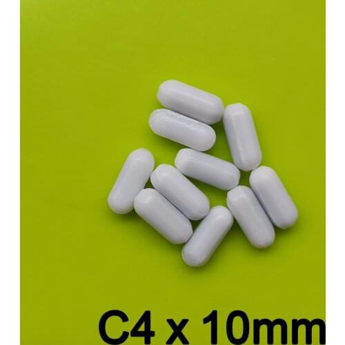 C4x10mm Laboratory Magnetic Stirrer Mixer PTFE Stir Bar without Pivot Ring Plain Stirring White Spinbars , Pack of 10pcs