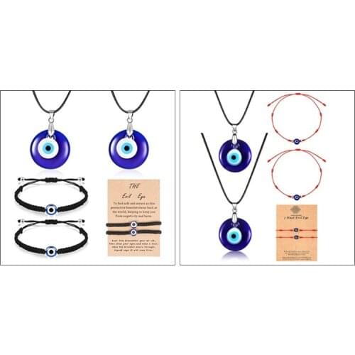 Trendy Demon Eye Bracelet European and American Wax Rope Turkey Blue Eye Round Drop Shape Necklace for Women