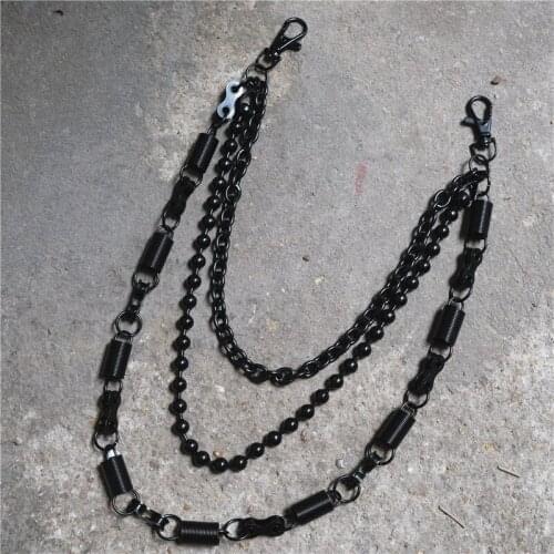 Fashion Punk Hip-hop Trendy Belt Waist Chain 85CM Long Male Pants Round beads Chain Hot Men Jeans Silver Metal Accessories BL08