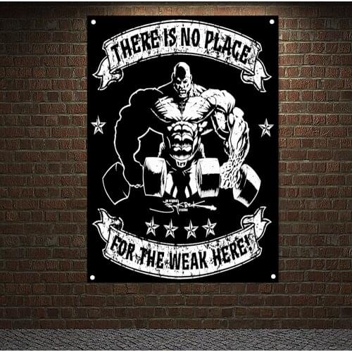 Man Muscular Body Poster Exercise Canvas Painting Home Decor Workout Hanging Cloth Wall Art Training Motivation Banners Flags F6