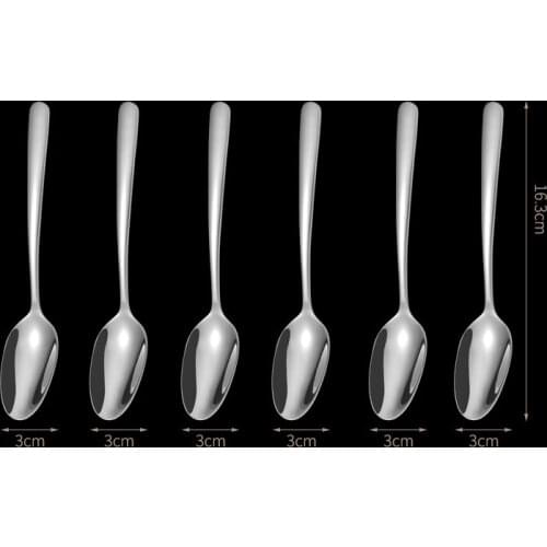 Dessert Spoon Set 6/12/18/24 Pcs Stainless Steel Scoop Shape/Round Food grade Coffee ice cream Tea spoon Long Handle Ice Spoon