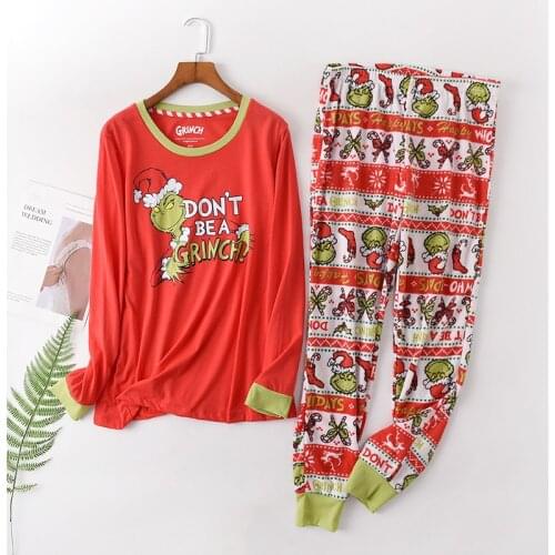 New Knitted Pajamas for Women Long Sleeve Cartoon Winter Sleepwear Double-sided Velvet Pants Pijamas Set 2 Piece Home Loungewear
