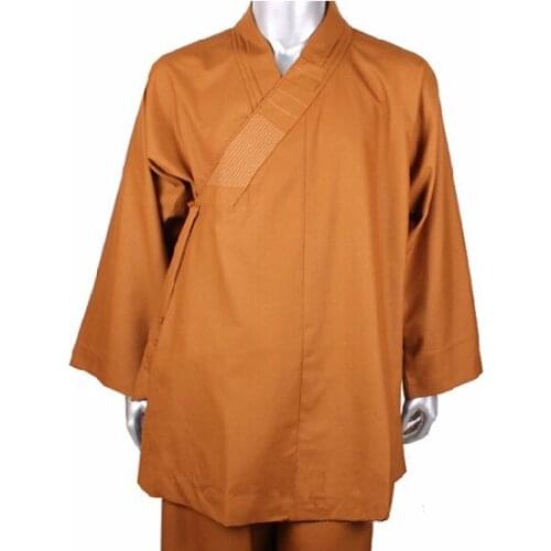 New Arrival Summer Mens Shaolin Monk Buddhist Costume Sengyi Monk Robes Suit Cotton Clothing