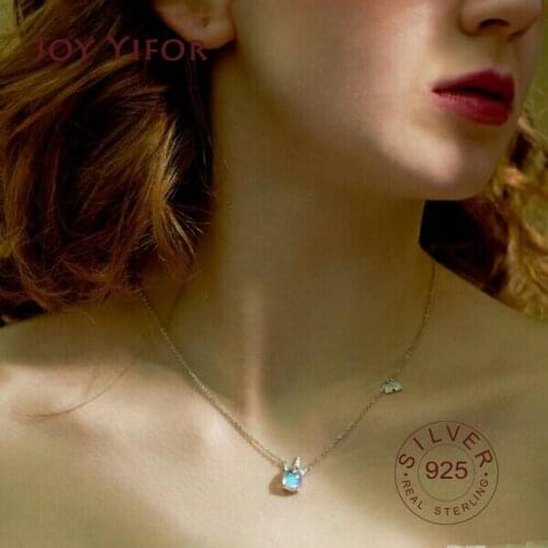 Deer moon stone Necklace Pendant New Sale 100% 925 Sterling Silver Round Jewelry For Women & Girls Party Gift