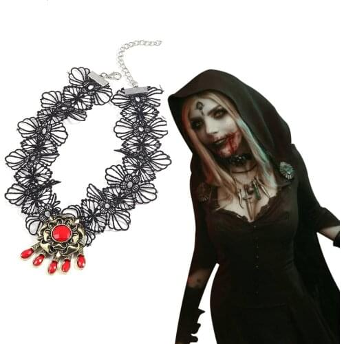 Game Residents Evils 8 Village Choker Necklace Lady Dimitrescus Daughter Daniela Bela Lace Flowers Necklaces for Women Jewelry