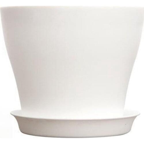 Plastic Plant Flower Pot Planter With Saucer Tray Round Gloss Home Garden Decor