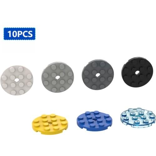 10pcs MOC DIY 60474 Plate Round 4 x 4 with Pin Hole For Building Blocks Parts DIY Brands Educational Parts Toys