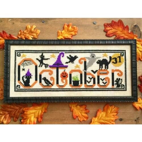 Drop Shipping Embroidery Spooky October Cross Stitch Pattern Maker Text with 100% Cotton Floss & Free Shipping for Home Decor