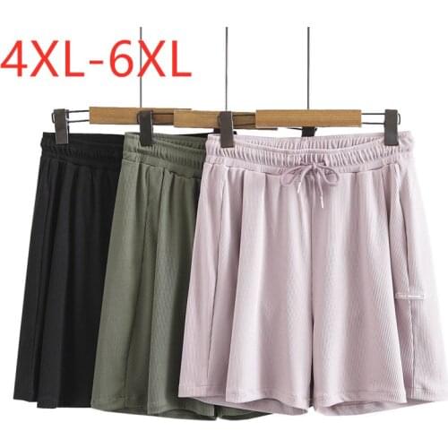 New 2021 Ladies Summer Plus Size Sports Shorts For Women Large Loose Elastic Pink Black Wide Leg Belt Shorts 4XL 5XL 6XL