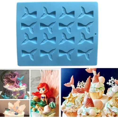 Chocolate Silicone Mold Mini Mermaid Tail Fondant Molds Biscuits Cupcake Baking Accessories Cake Decorating Tools Kitchen
