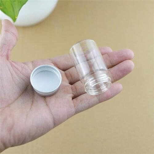 50pcs/lot 30*50mm 20ml Mini Glass Bottles Aluminum CapsGlass Jars Vials Transparent Glass Containers Cute Small Bottles