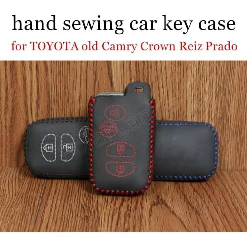 Only Red car styling Sewing Leather Car Key Case Hand Sewing Key Case fit for TOYOTA old Camry Crown Reiz Prado
