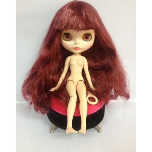 Wine Red Hair joint body Nude Blyth Doll Factory doll ,Fashion doll Suitable For DIY Change BJD Toy For Girls