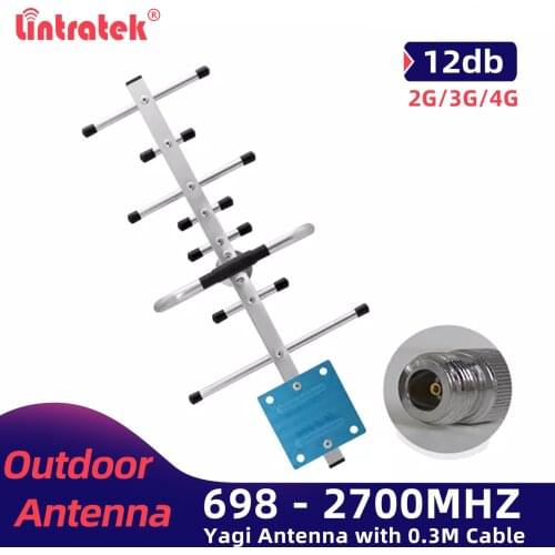 Lintratek 2G 3G Yagi Outdoor 4G Antenna 698-2700Mhz Suit for GSM UMTS LTE WCDMA Signal repeater High Gain KW20C-GDW