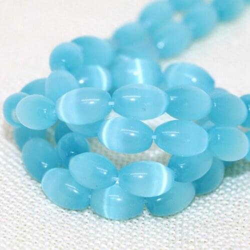 High Quality 14inch 8*12mm Sky Blue Opal Rice Beads Cats Eyes Factory Outlet Price Charms Women Loose Jewelry Making B1562