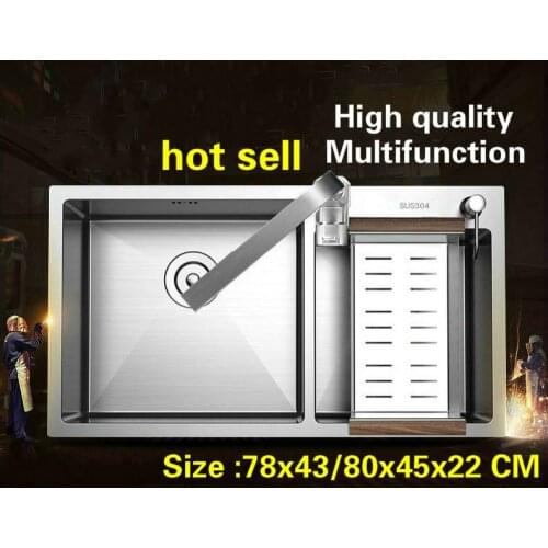Tangwu High quality food grade 304 stainless steel kitchen sink 4 MM thick wash bowl big double groove 78x43/80x45x22 CM