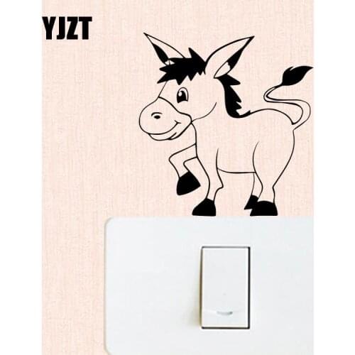 YJZT Funny Cartoon Animal Donkey Wall Switch Sticker Vinyl Decal Children Room Decor S19-0571