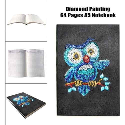 EverShine DIY Special Shaped Diamond Embroidery Owl Notebook Rhinesontes Pictures A5 Diary Book Diamond Mosaic Paintings Art