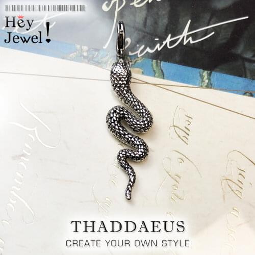 Charms Snake Blackened 2019 Winter New 925 Sterling Silver Lobster Clasp Pendant Fashion Jewelry Making Handmade Craft For Wome
