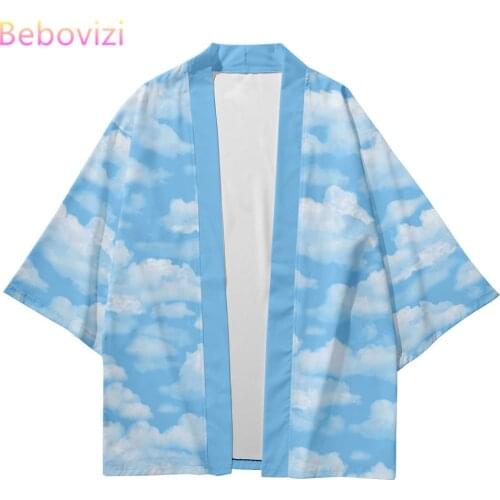 2021 Plus Size XXS-6XL Cloud Print Loose Japanese Streetwear Cardigan Women Men Harajuku Haori Cosplay Kimono Top Yukata Clothes
