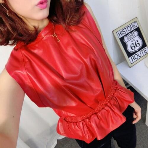 2021 European Autumn And Winter New Genuine Leather Jackets Woman Round Neck Collar Sheep Leather Your Waist Vest Female Vests