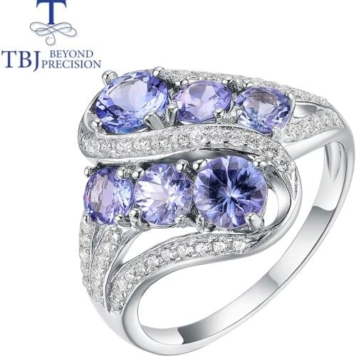 TBJ, 100% Natural Tazanite Ring 925 sterling silver ,2ct tanzania blue gemstone Ring fine jewelry for women wife mom nice gift