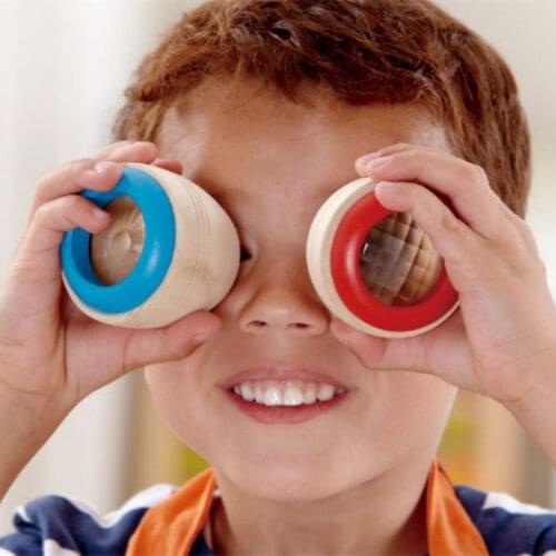 1 PC Baby Kid Children Learning Toy Wooden Educational Magic Kaleidoscope