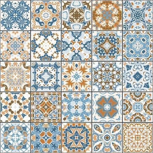 10/15/20cm Retro Pattern Tile Stair Sticker Bathroom Kitchen Backsplash Decor Waterproof Wall Sticker Peel & Stick Art Wallpaper