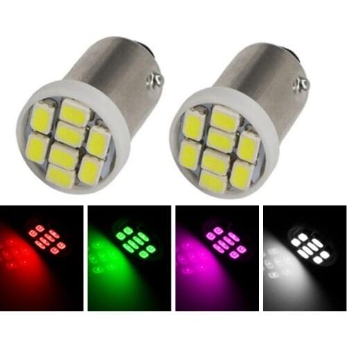 100X Truck LED 12V 24V BA9S 8 SMD 3020 LED 8SMD 1206 T4W Interior Reading Light Bulbs White Blue Red Yellow Green