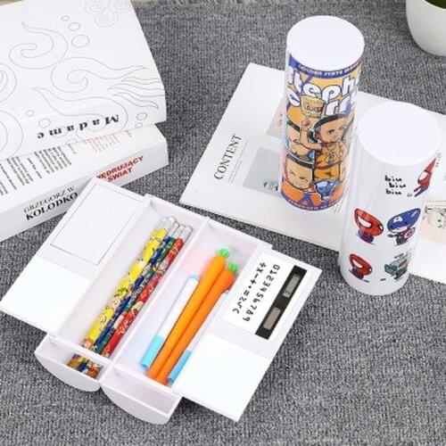 2020 creative pencil case whiteboard solar calculator magnetic switch cartoon kawaii pen box school case school supplies
