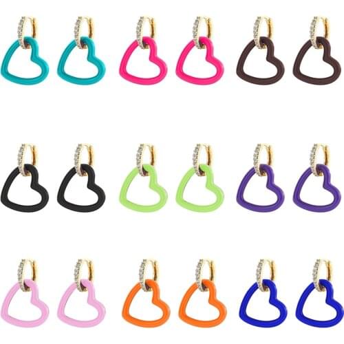 2021 Fashion Trend Heart-shaped Cute Candy Color Simple Female Hoop Earrings For Women Ins All-match Jewelry Party Gift