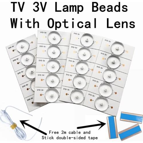 30 Pcs high quality 6V 3V SMD Lamp Beads with Optical Lens Fliter for 32-65 inch LED TV Repair CL-40-D307-V3 100%NEW