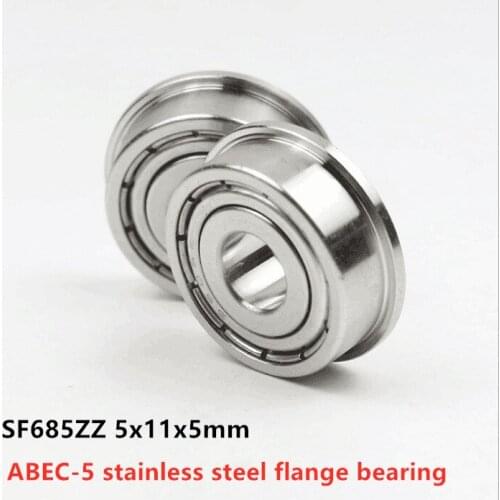 50pcs/lot ABEC-5 SF685ZZ 5x11x5 stainless steel flange ball bearing Miniature SF685 -2Z 5*11*5mm