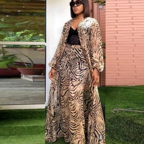 African Clothes For Women 3 Piece Sets Long Tops And Wide Leg Pants With Tank 2021 Fashion New Streetwear Africa Clothing Suits