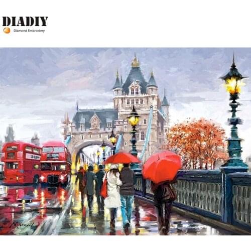 Diamond Embroidery 5D round DIY Diamond Painting Street view Diamond Painting Rhinestone Cross Stitch Christmas Decoration