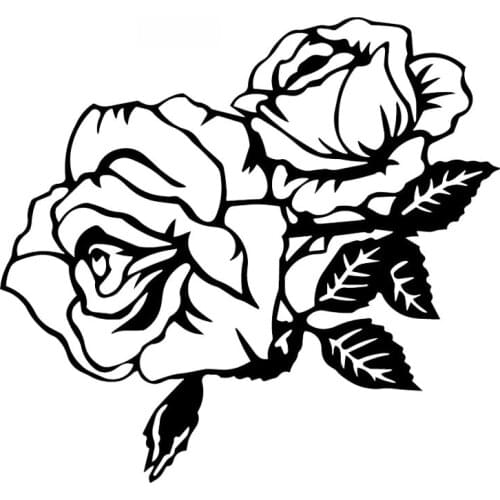 Car Stickers Rose Flower Romantic Creative PVC Car Decoration Accessories Decals Waterproof Sunscreen Black/white,18cm*17cm