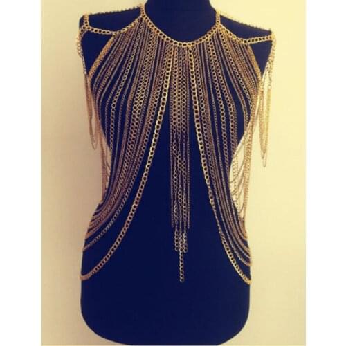 FREE SHIPPING New Style B622 Women Fashion Gold Colour Chains Jewelry Sexy Layers Full Longer Body Chains Jewelry 3 Colors