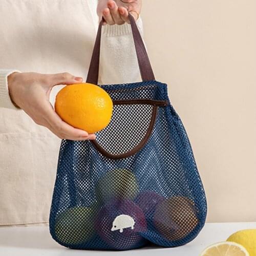 Environmental Fruit Vegetables Storage Bag Reusable Hanging Polyester Mesh Kitchen Breathable Convenient Storage Bags