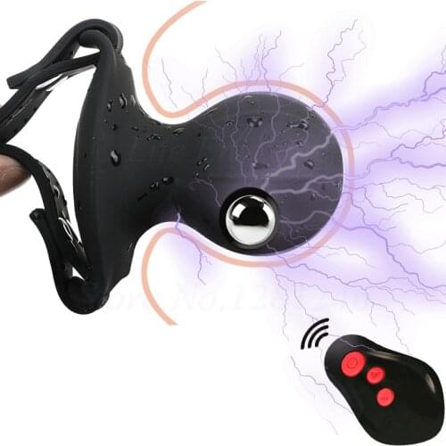Electric Shock Silicone Gag Built-in Steel Ball BDSM Bondage Restraints Open Mouth Sex Ball Harness Strap Gag Sex Toy for Women