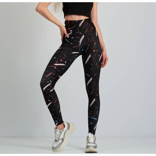Black Digital Printed Leggings Mid Age Young Flexible Structure Has-Black Digital Printed Leggings Middle Ages Have a Flexible