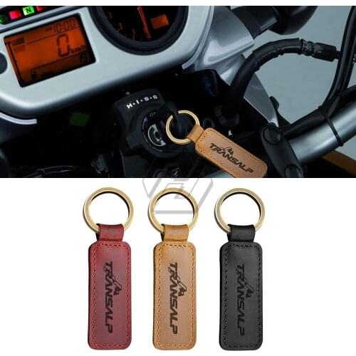 For Honda XL700VA XL600V 400V Transalp Motorcycle Cowhide Keychain Key Ring